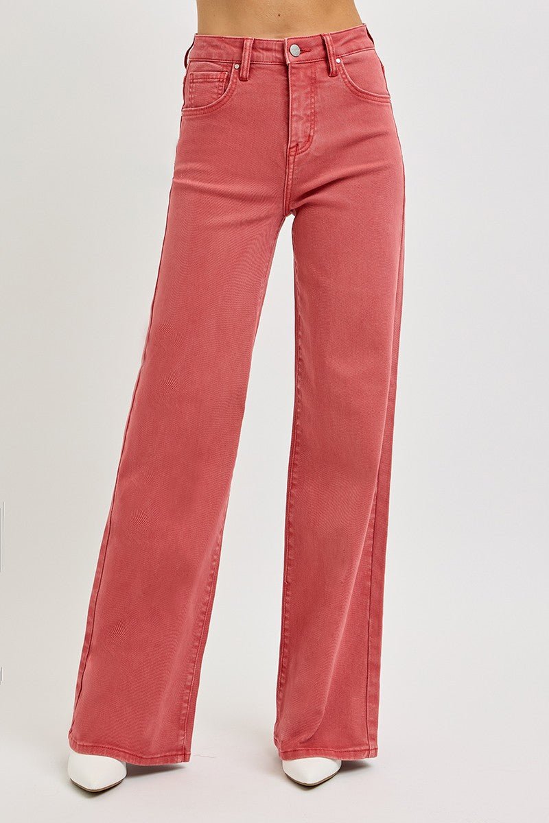 RISEN Full Size High Rise Tummy Control Wide Leg Jeans - Willow & Oak