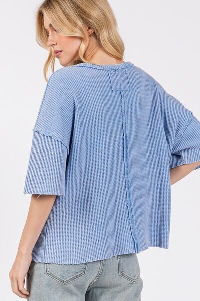 SAGE + FIG Exposed Seam Round Neck Half Sleeve T-Shirt - Willow & Oak