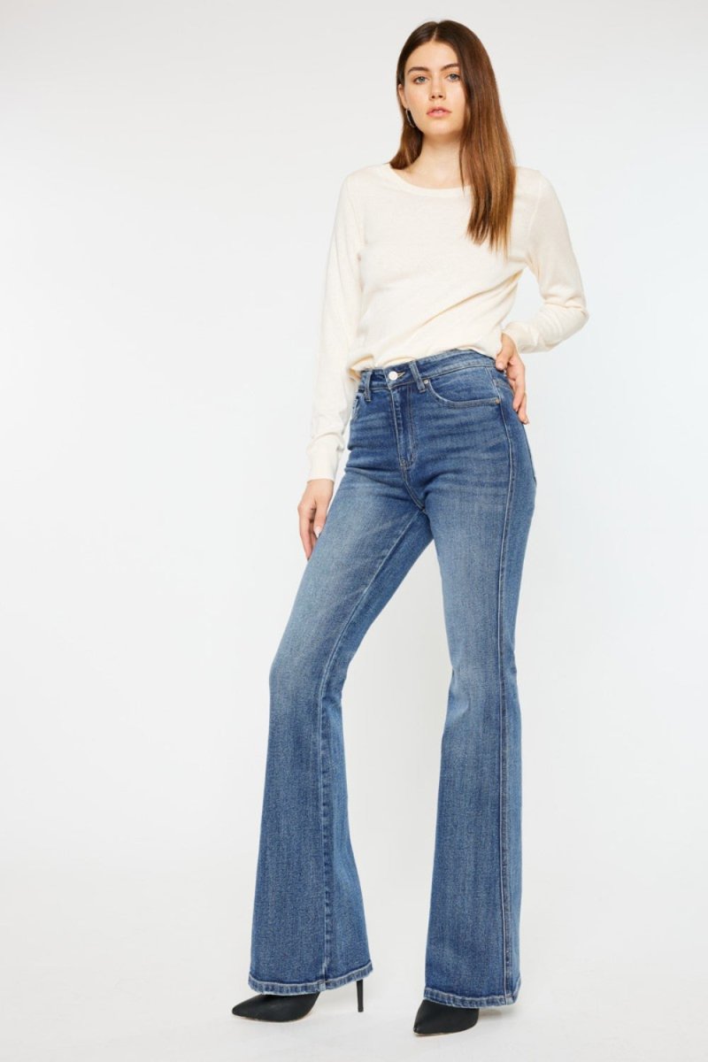 Kancan Cat's Whiskers High Waist Flare Jeans - Willow & Oak