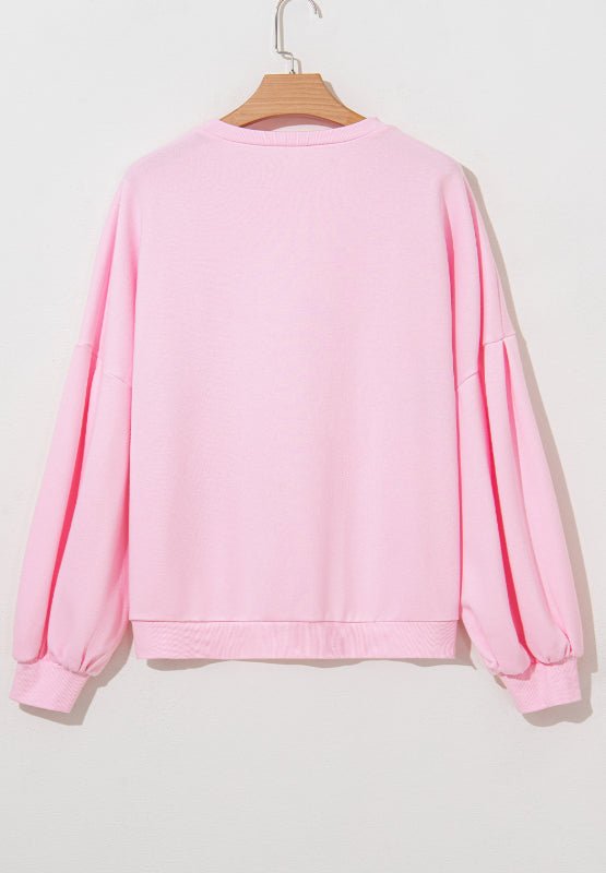 Bow Round Neck Long Sleeve Sweatshirt - Willow & Oak