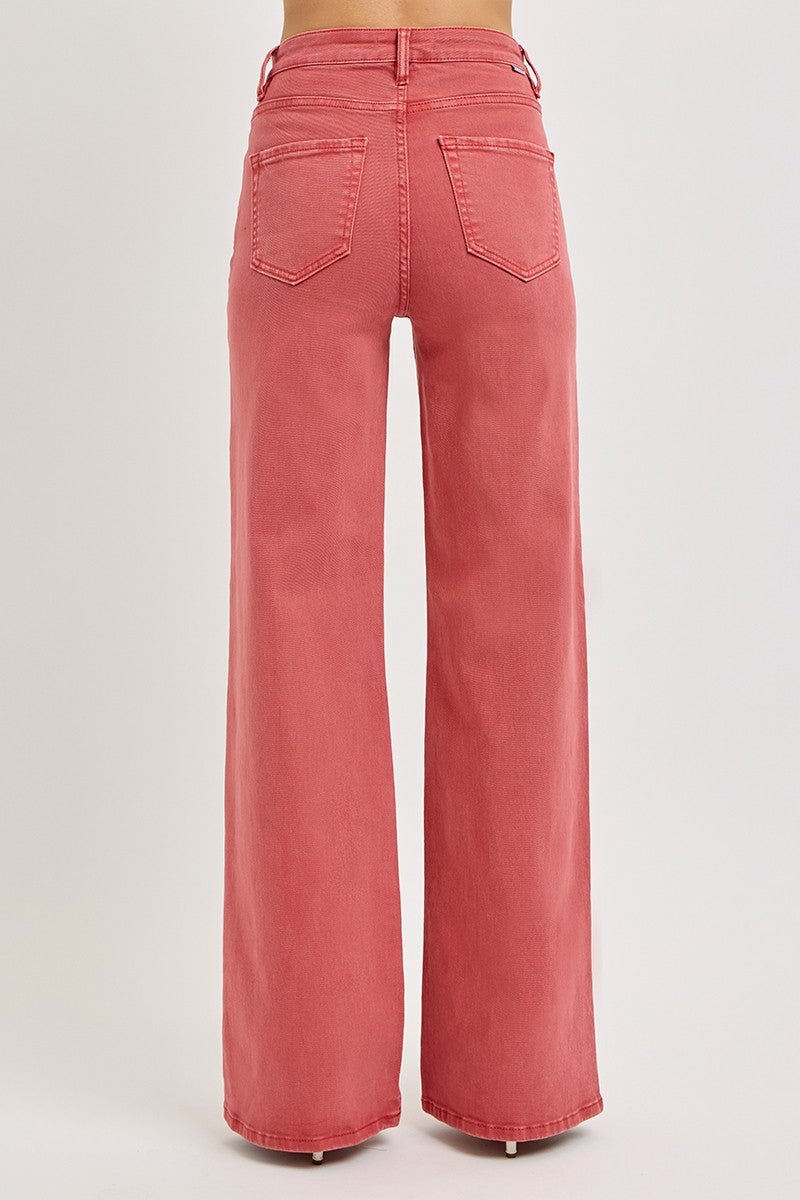 RISEN Full Size High Rise Tummy Control Wide Leg Jeans - Willow & Oak