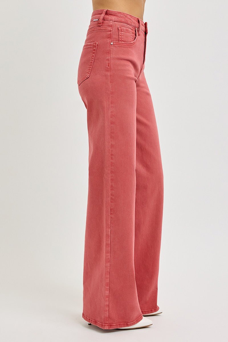 RISEN Full Size High Rise Tummy Control Wide Leg Jeans - Willow & Oak