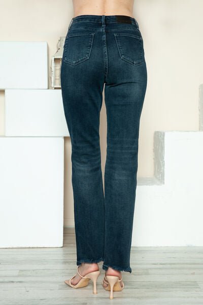 Judy Blue Full Size Button Fly Hem Destroy Straight Jeans - Willow & Oak
