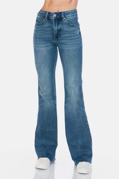 Judy Blue Full Size Tummy Control Cut Hem Flare Jeans - Willow & Oak