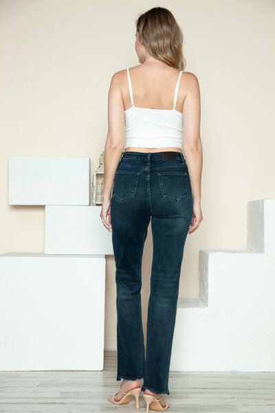 Judy Blue Full Size Button Fly Hem Destroy Straight Jeans - Willow & Oak