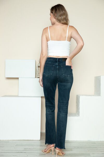 Judy Blue Full Size Button Fly Hem Destroy Straight Jeans - Willow & Oak