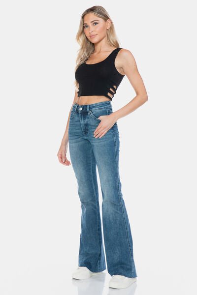 Judy Blue Full Size Tummy Control Cut Hem Flare Jeans - Willow & Oak