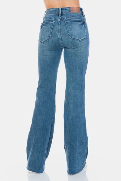 Judy Blue Full Size Tummy Control Cut Hem Flare Jeans - Willow & Oak