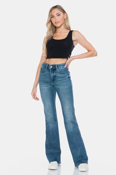 Judy Blue Full Size Tummy Control Cut Hem Flare Jeans - Willow & Oak