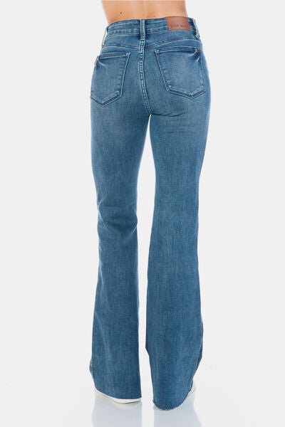 Judy Blue Full Size Tummy Control Cut Hem Flare Jeans - Willow & Oak