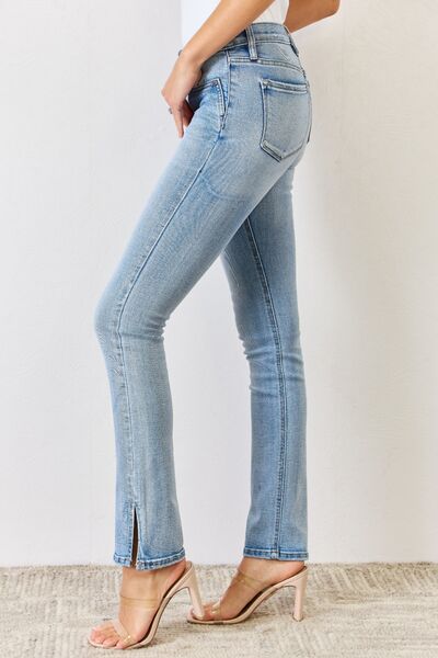 Kancan Full Size Mid Rise Y2K Slit Bootcut Jeans - Willow & Oak